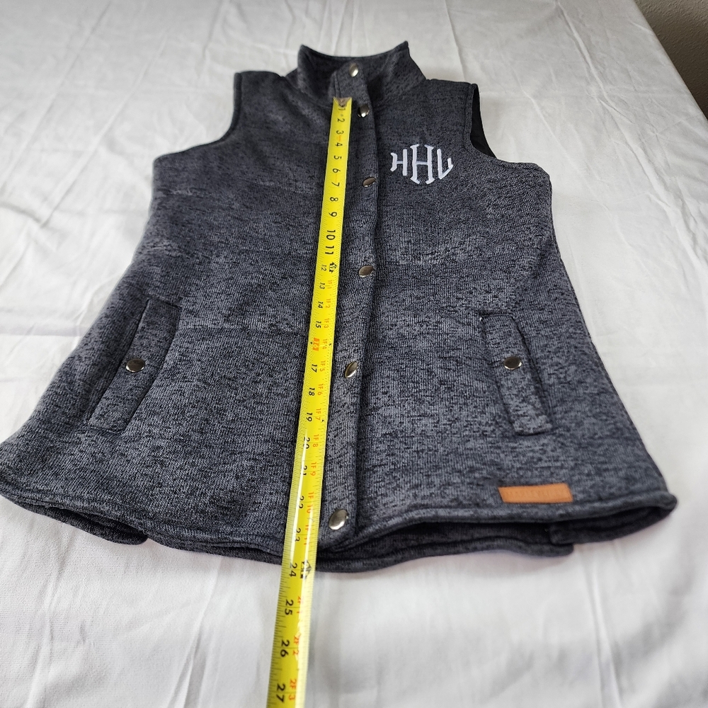 Marleylilly Women Gray  Quilted HHL Monogrammed Vest Size S - Picture 16 of 16